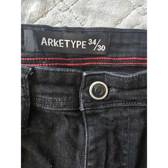 Arketype Jeans Mens 34 X 30 Black Slim Fit Distressed Denim Distressed - Picture 6 of 6